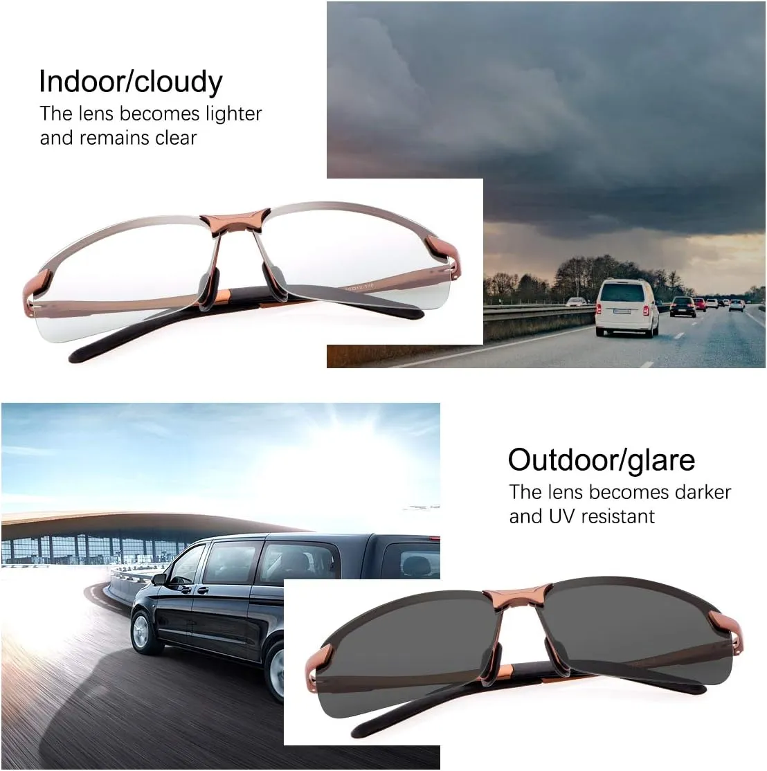 Polarized Photochromic Driving z87 Sunglasses for Men Day Night Safety Glasses