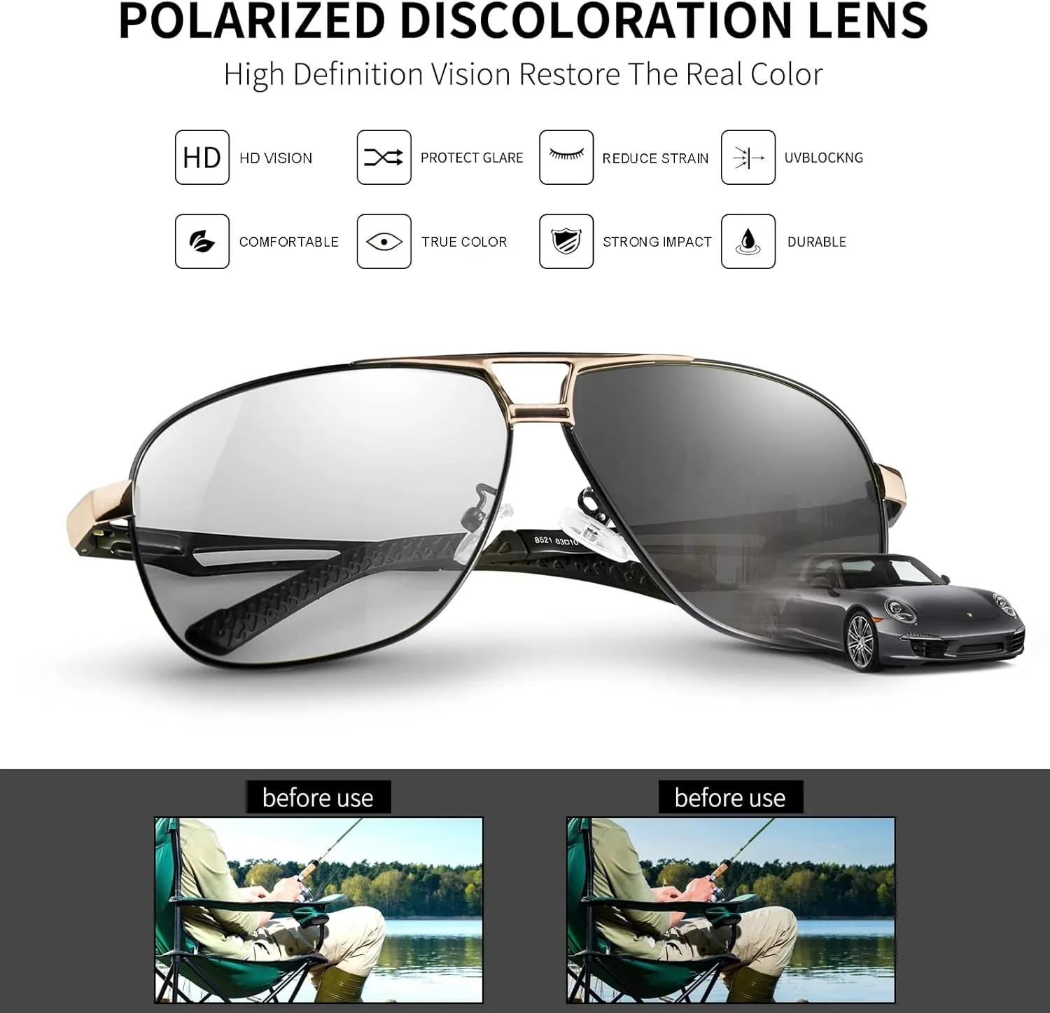 Polarized Photochromic Sunglasses For Men And Women Night Vision Glasses For Driving Cycling UV400 Transition Shades