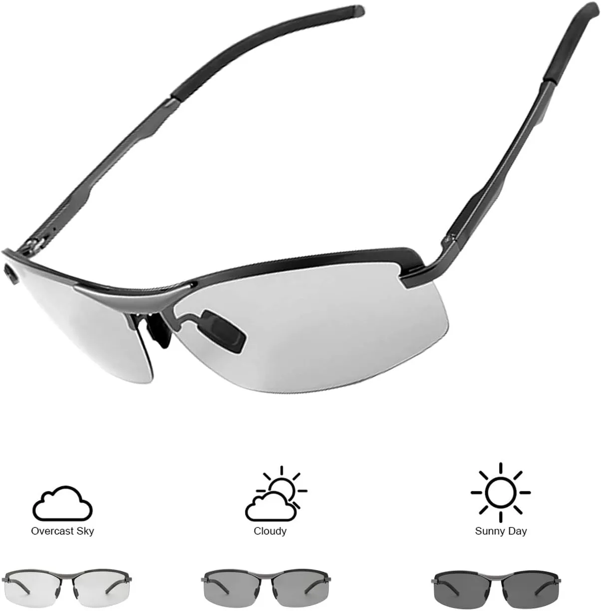 Polarized Photochromic Sunglasses for Men - UV Protection and Lightweight Sun Glasses for Driving Fishing