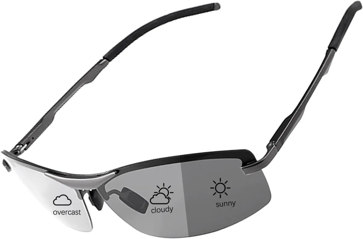 Polarized Photochromic Sunglasses for Men - UV Protection and Lightweight Sun Glasses for Driving Fishing