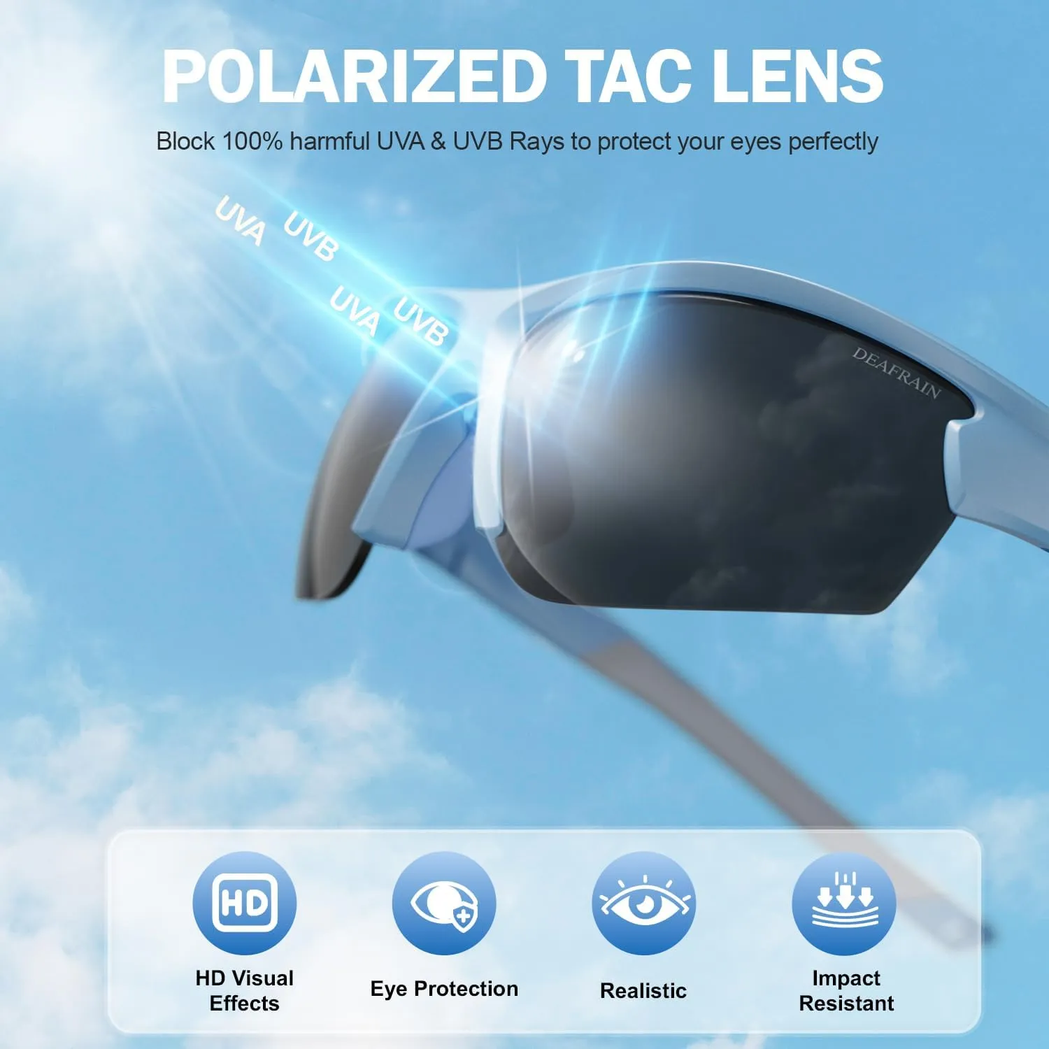 Polarized Sports Sunglasses for Men and Women Ideal for Cycling Fishing Running Driving, TR90 Unbreakable Frame