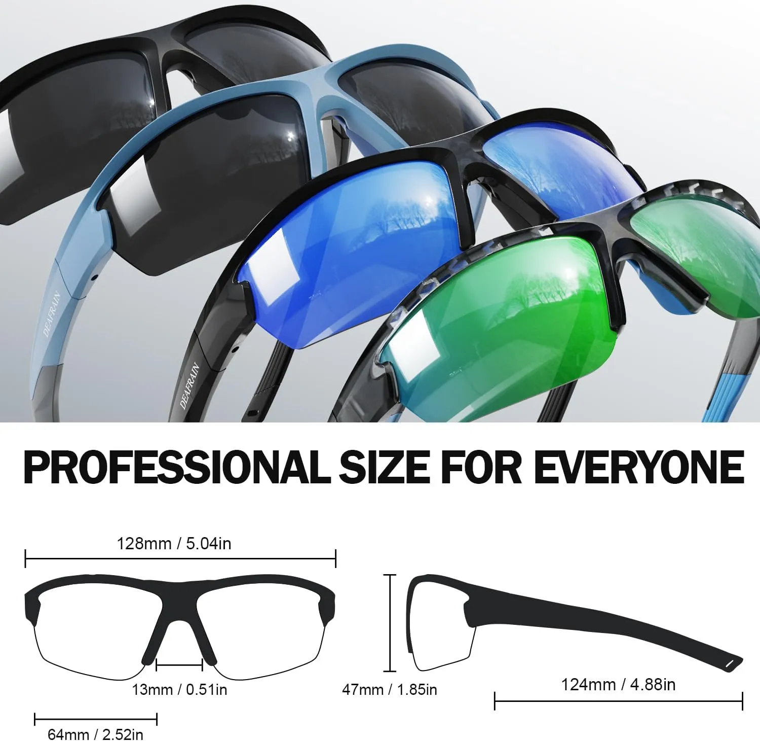 Polarized Sports Sunglasses for Men and Women Ideal for Cycling Fishing Running Driving, TR90 Unbreakable Frame