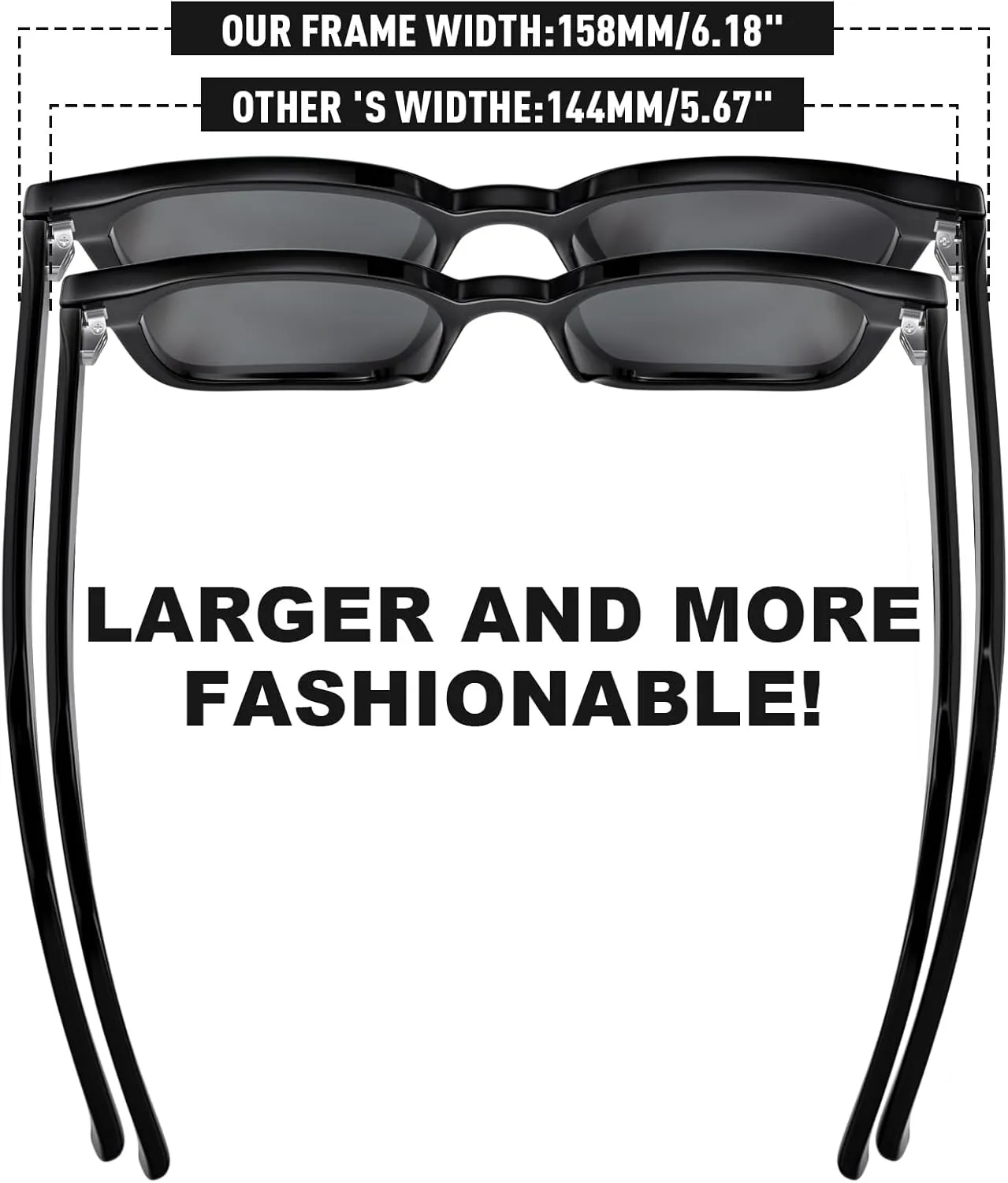 Premium 158MM Large Polarized Sunglasses for Men Women, 2 Pack XXL TR Frame Trendy Sun Glasses Outdoor with UV400