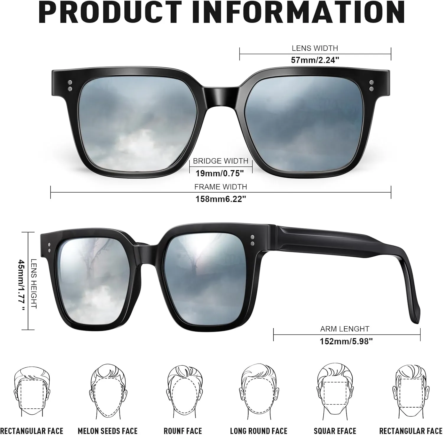 Premium 158MM Large Polarized Sunglasses for Men Women, 2 Pack XXL TR Frame Trendy Sun Glasses Outdoor with UV400