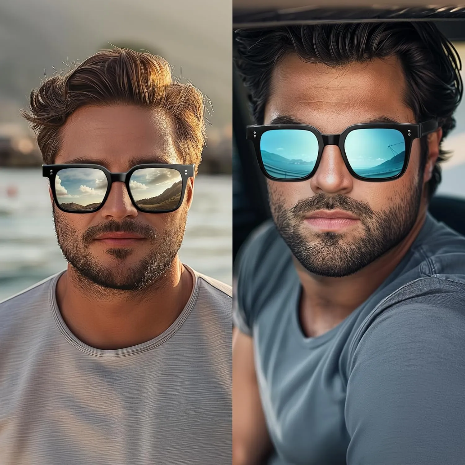 Premium 158MM Large Polarized Sunglasses for Men Women, 2 Pack XXL TR Frame Trendy Sun Glasses Outdoor with UV400