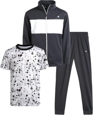 RBX Boys' Jogger Set - 3 Piece Tricot Sweatshirt, Sweatpants, and T-Shirt Tracksuit (8-12)