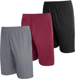 Real Essentials 3 Pack: Men's Mesh Athletic Performance Gym Shorts with Pockets (S-3X)