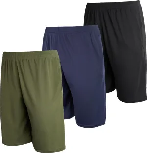 Real Essentials 3 Pack: Men's Mesh Athletic Performance Gym Shorts with Pockets (S-3X)