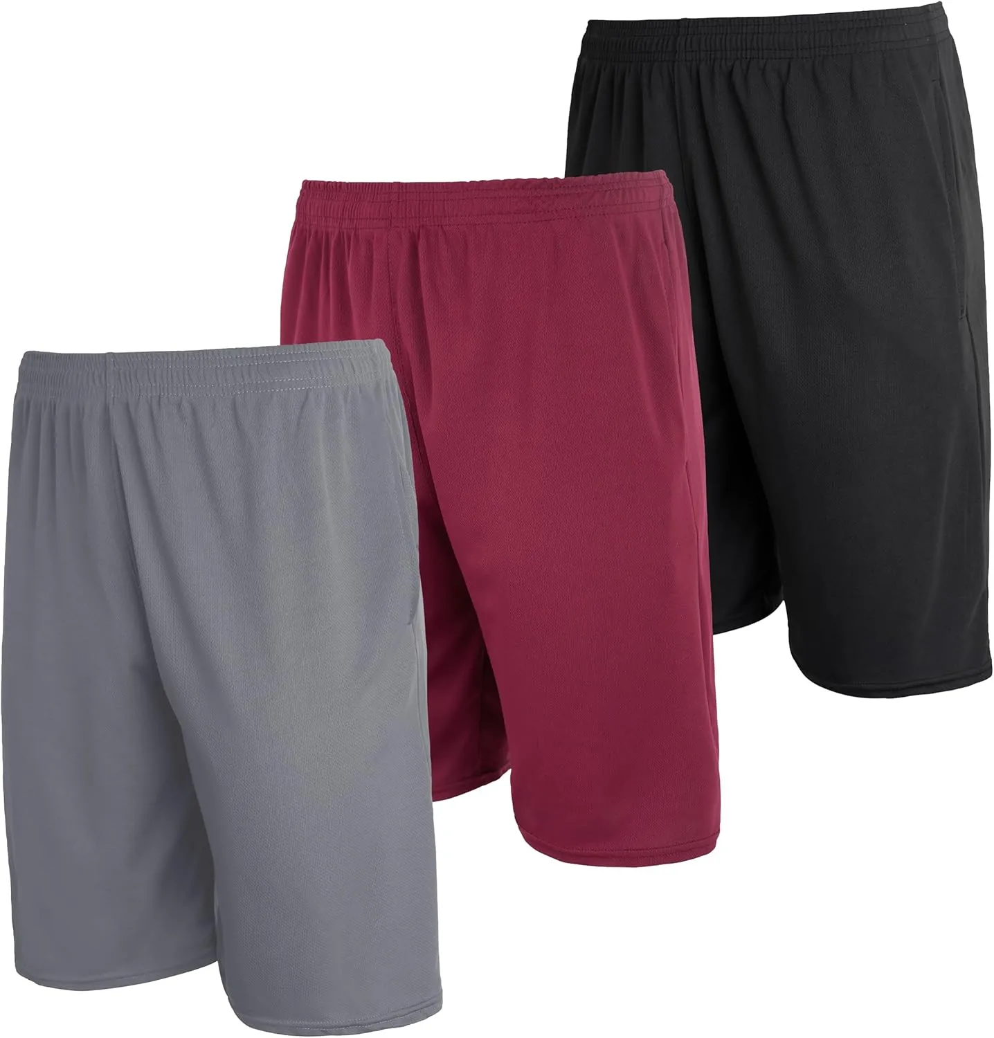 Real Essentials 3 Pack: Men's Mesh Athletic Performance Gym Shorts with Pockets (S-3X)