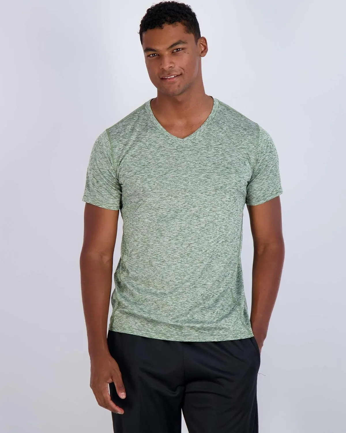 Real Essentials 5 Pack: Men’s V-Neck Dry-Fit Moisture Wicking Active Athletic Tech Performance T-Shirt