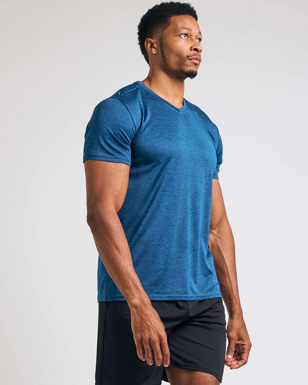 Real Essentials 5 Pack: Men’s V-Neck Dry-Fit Moisture Wicking Active Athletic Tech Performance T-Shirt