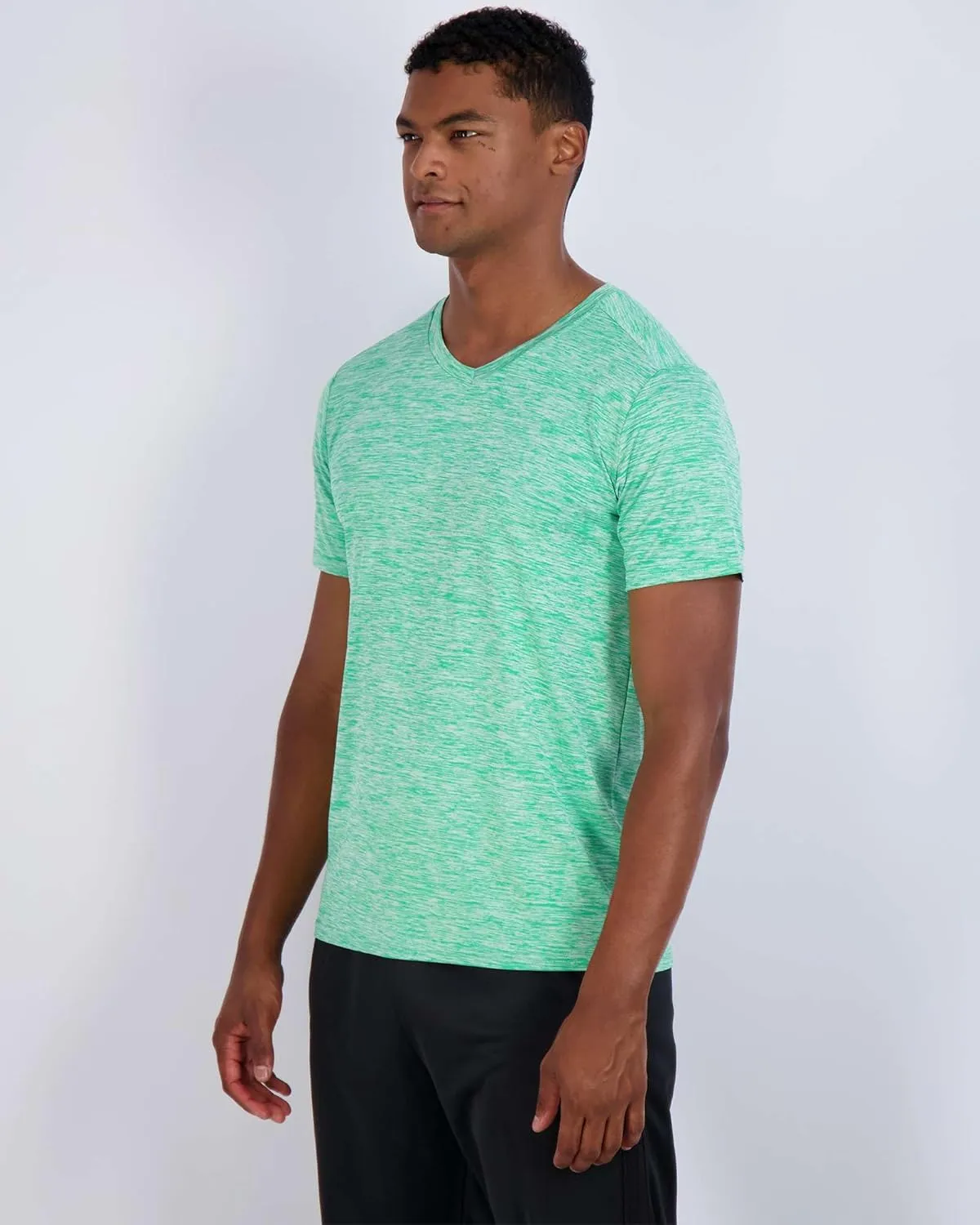 Real Essentials 5 Pack: Men’s V-Neck Dry-Fit Moisture Wicking Active Athletic Tech Performance T-Shirt