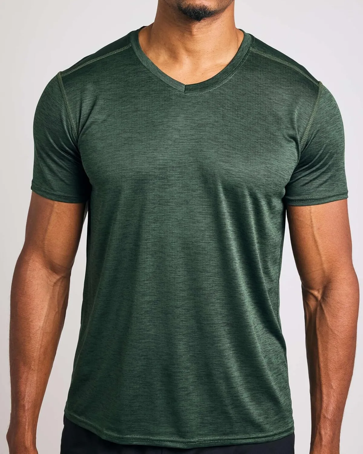 Real Essentials 5 Pack: Men’s V-Neck Dry-Fit Moisture Wicking Active Athletic Tech Performance T-Shirt