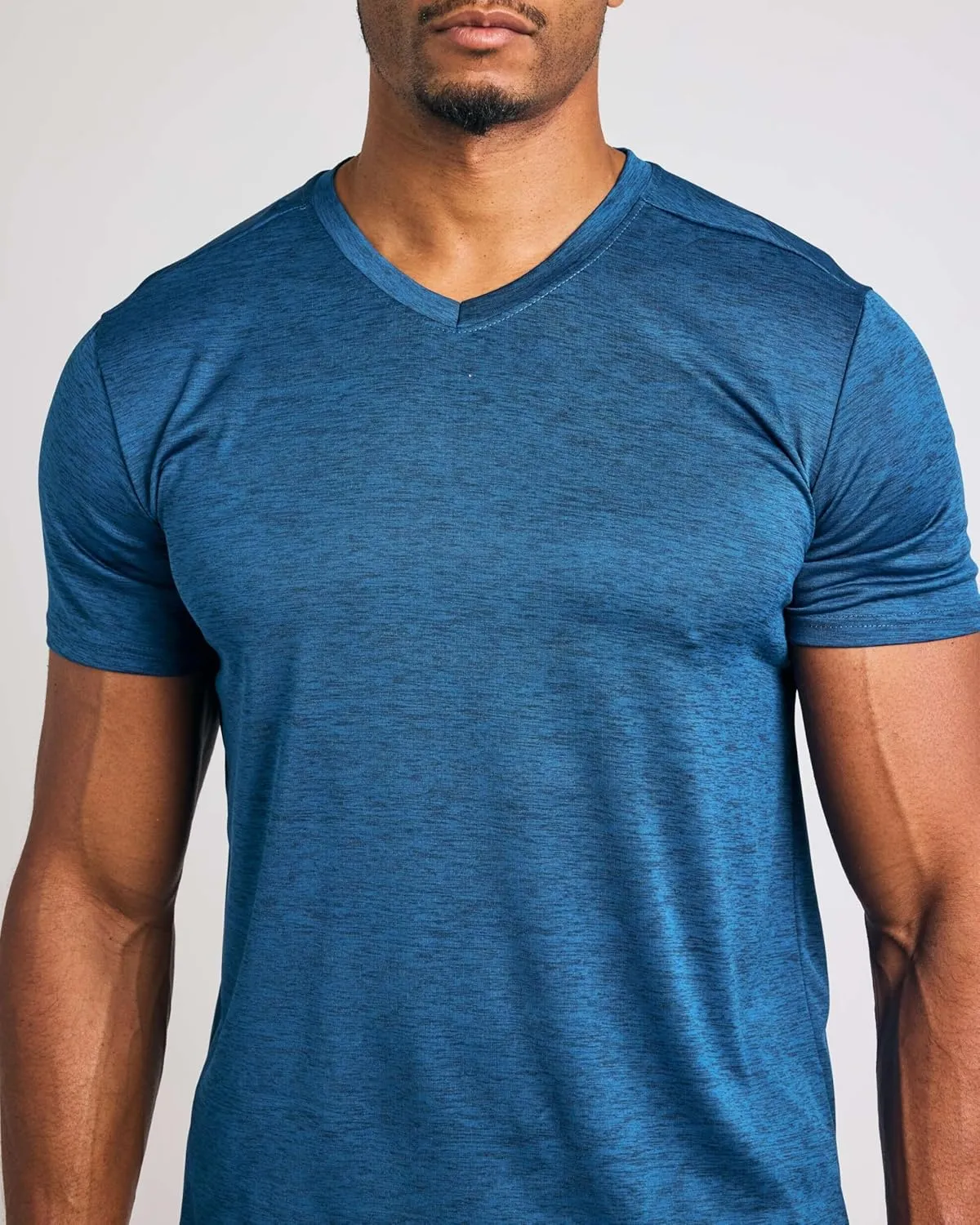 Real Essentials 5 Pack: Men’s V-Neck Dry-Fit Moisture Wicking Active Athletic Tech Performance T-Shirt