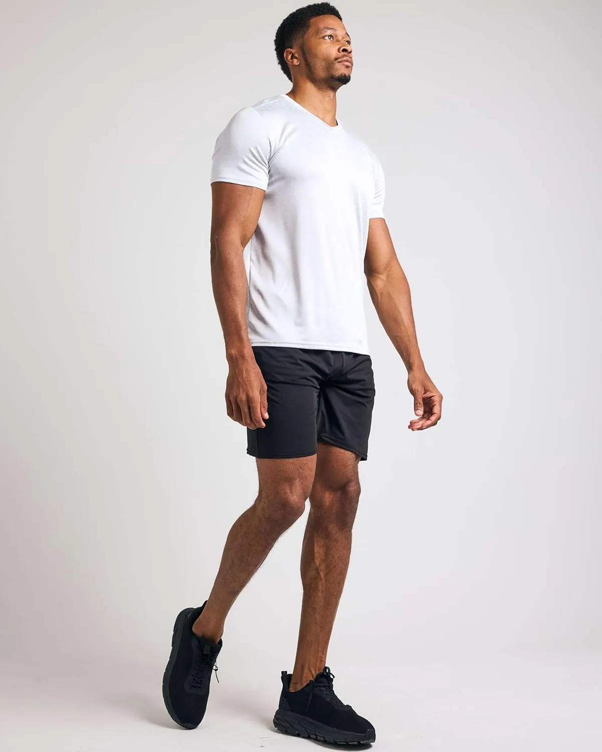 Real Essentials 5 Pack: Men’s V-Neck Dry-Fit Moisture Wicking Active Athletic Tech Performance T-Shirt