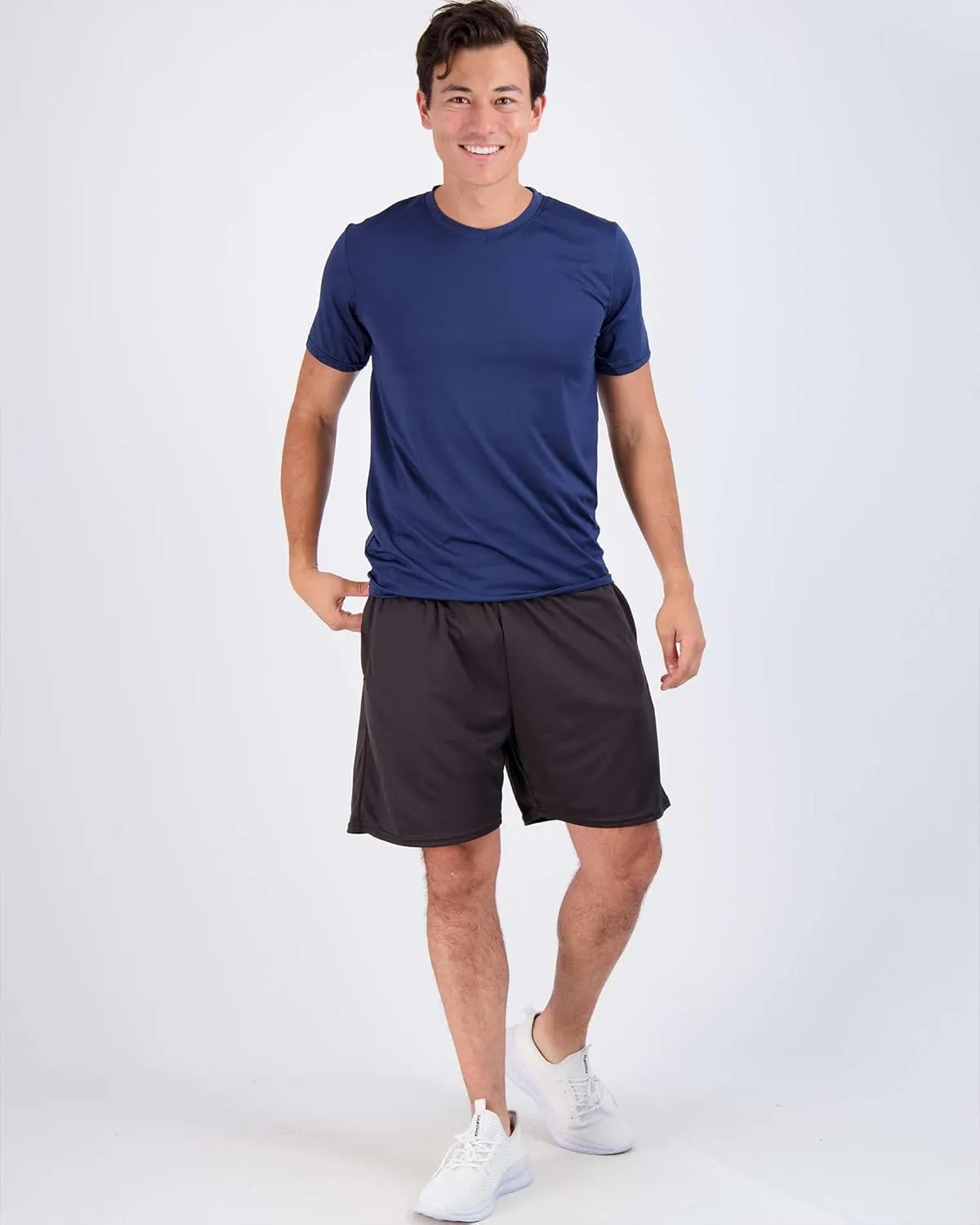 Real Essentials 5 Pack: Men’s V-Neck Dry-Fit Moisture Wicking Active Athletic Tech Performance T-Shirt