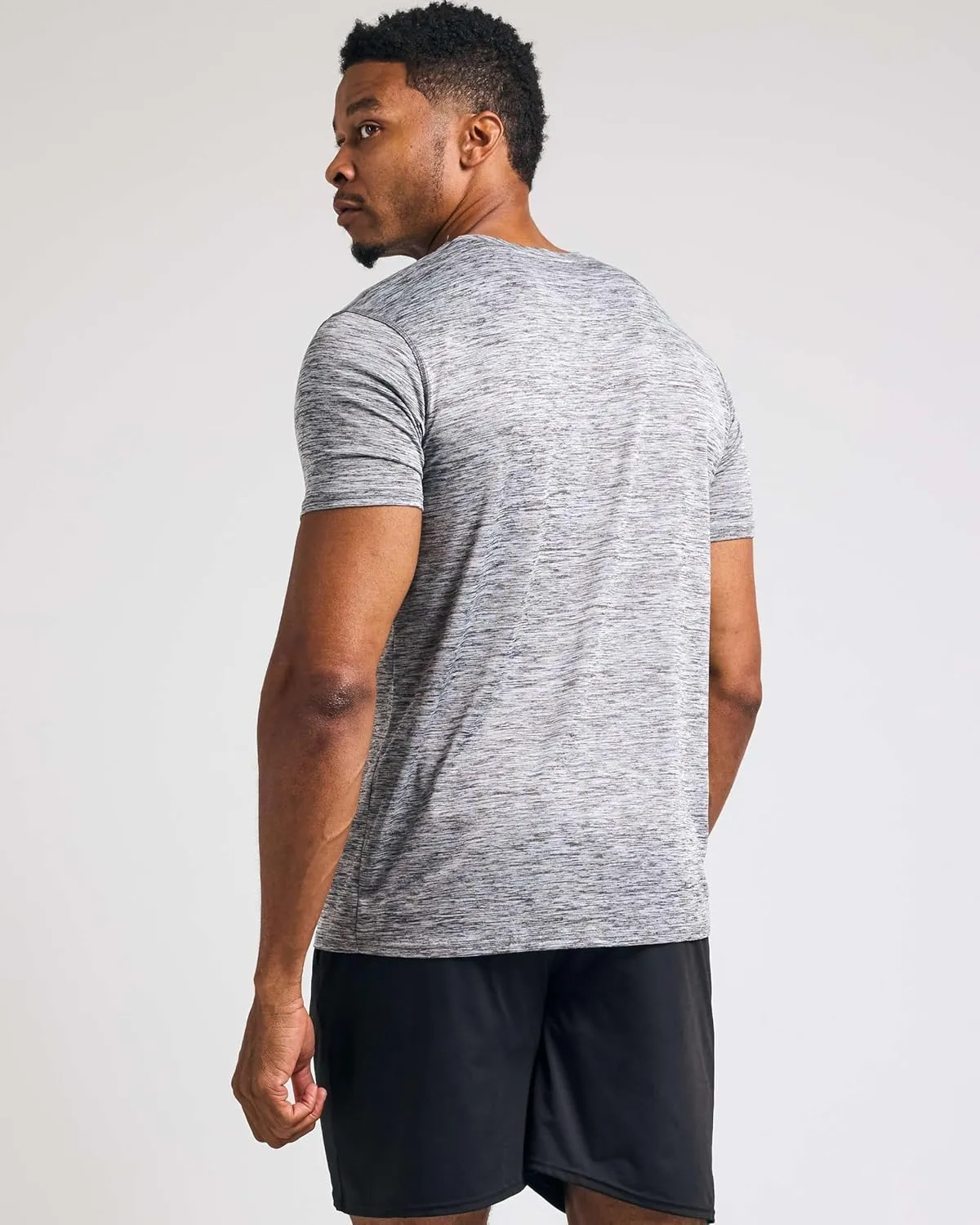 Real Essentials 5 Pack: Men’s V-Neck Dry-Fit Moisture Wicking Active Athletic Tech Performance T-Shirt