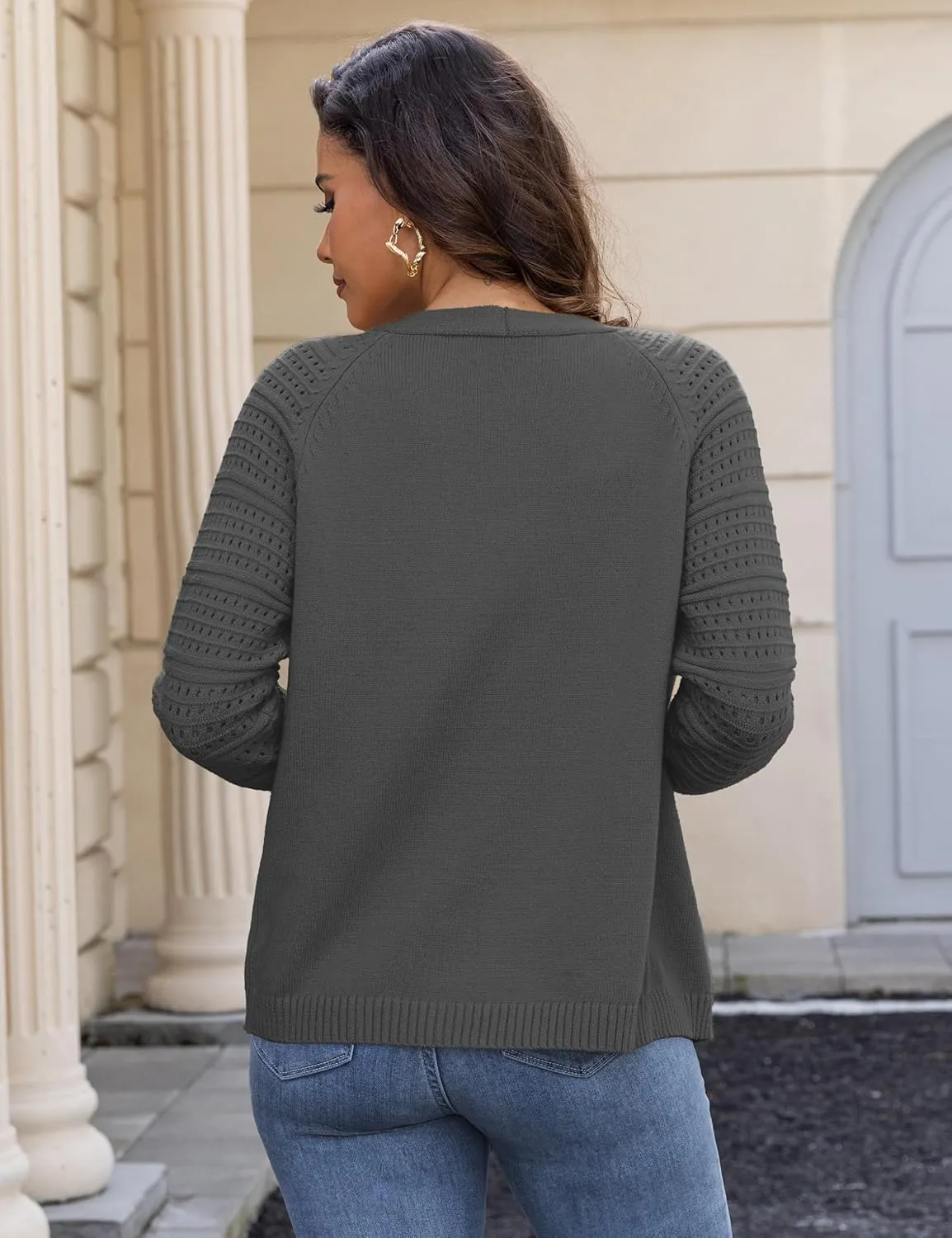 REDHOTYPE Women's Cardigans Sweater Casual Long Sleeve Open Front Cardigan Button Down Knit Chunky Outwear Coats