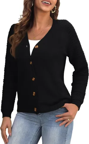 REDHOTYPE Women's Cardigans Sweater Casual Long Sleeve Open Front Cardigan Button Down Knit Chunky Outwear Coats