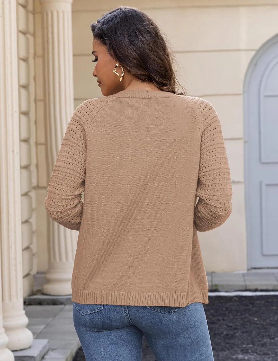 REDHOTYPE Women's Cardigans Sweater Casual Long Sleeve Open Front Cardigan Button Down Knit Chunky Outwear Coats