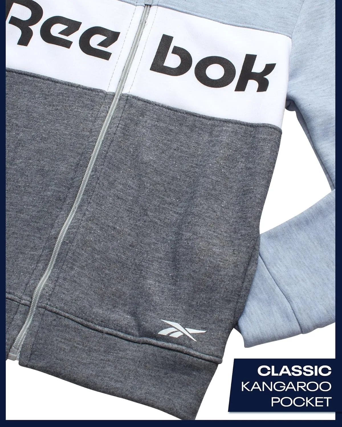 Reebok Boys' Active Sweatsuit - 2 Piece Performance Fleece Zip Hoodie Sweatshirt and Jogger Sweatpants - Activewear Set, 8-14