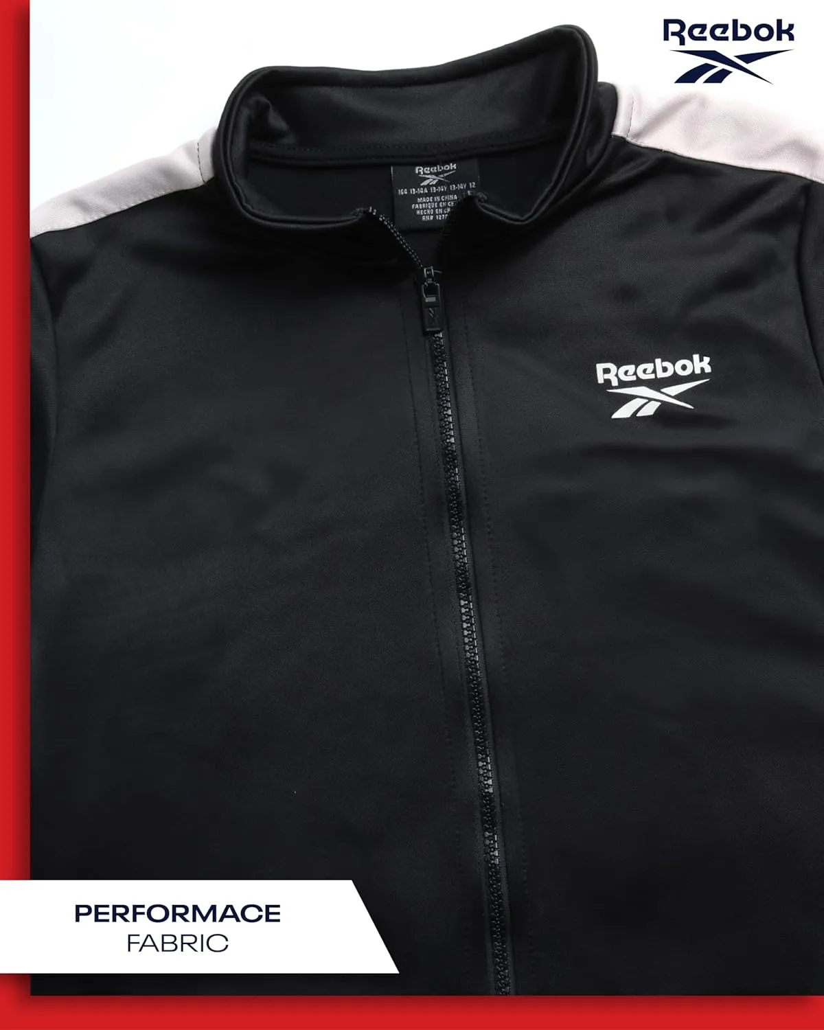 Reebok Boys' Tracksuit - 3 Piece Tricot Zip Sweatshirt, Jogger Sweatpants, T-Shirt - Activewear Outfit Set for Boys (8-12)