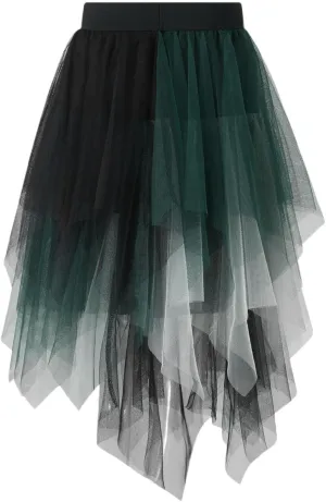 Ruffle Skirt for Women Trendy High Elastic Waist Retro Mesh Sheer Loose A-Line Long Skirts for Women Summer Vacation