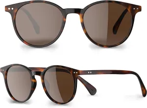 Saveen Retro TAC Round Polarized Sunglasses, Lightweight TR-90 Frame for Women Men UV Protection