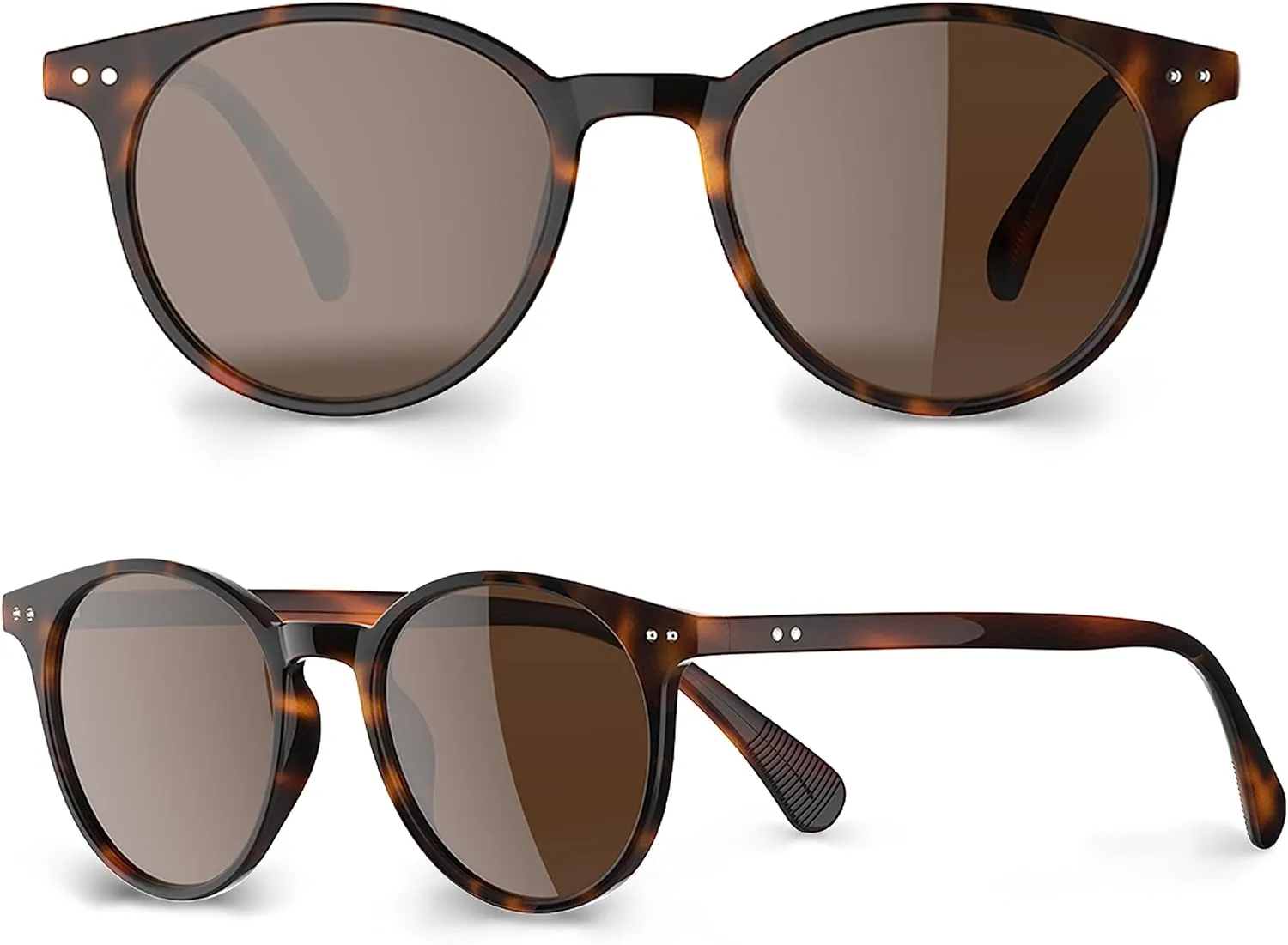 Saveen Retro TAC Round Polarized Sunglasses, Lightweight TR-90 Frame for Women Men UV Protection