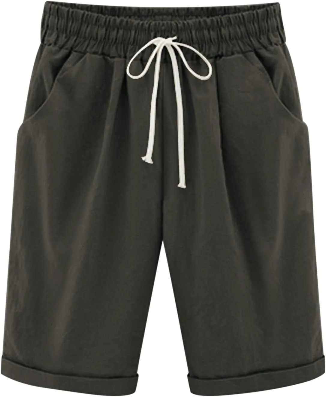 Shorts for Women Summer Beach Lounge Shorts Casual Drawstring Elastic Waist Loose Fit Bermuda Shorts with Pockets