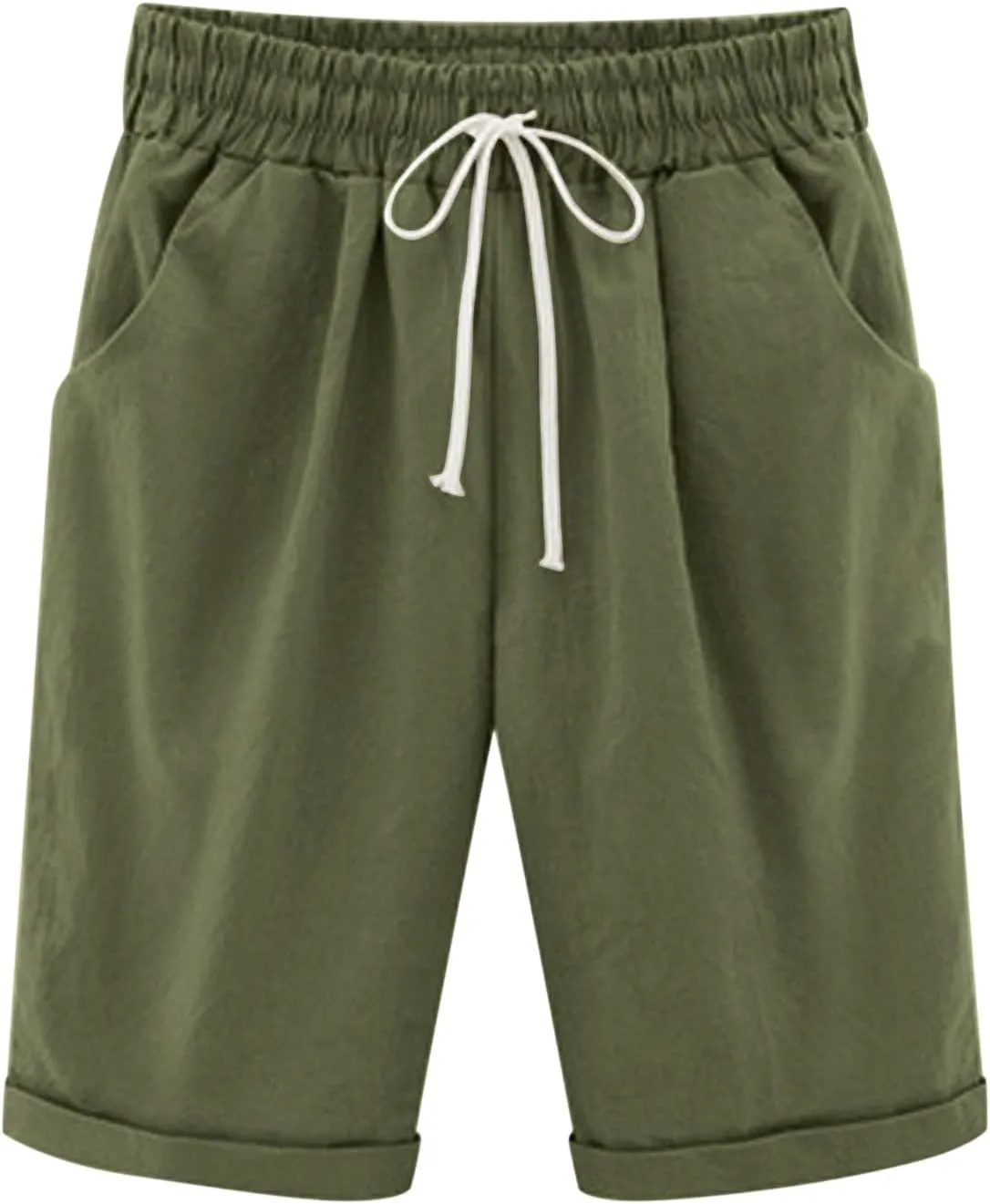 Shorts for Women Summer Beach Lounge Shorts Casual Drawstring Elastic Waist Loose Fit Bermuda Shorts with Pockets