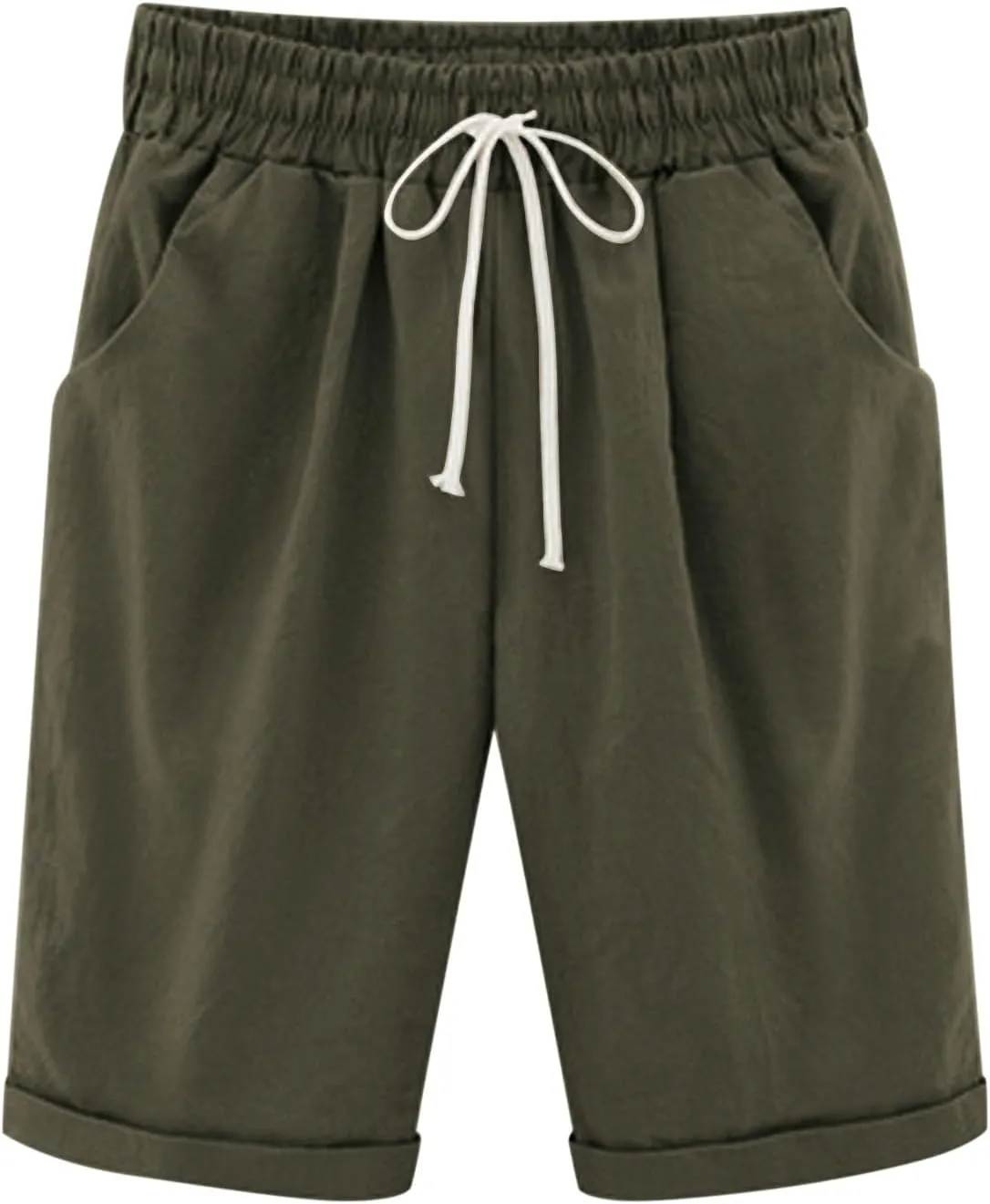 Shorts for Women Summer Beach Lounge Shorts Casual Drawstring Elastic Waist Loose Fit Bermuda Shorts with Pockets