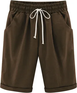 Shorts for Women Summer Beach Lounge Shorts Casual Drawstring Elastic Waist Loose Fit Bermuda Shorts with Pockets