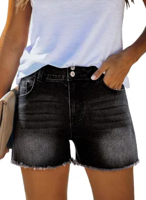 Sidefeel Women's Jean Shorts High Waisted Casual Stretchy Raw Hem Zimbaplatinum Jeans Summer Denim Shorts with Pockets