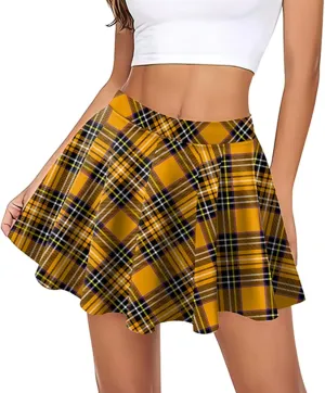Skirts for Women Trendy Plaid Y2K High Elastic Waist Comfy Silk A-Line Summer Casual Pleated Mini Skirts