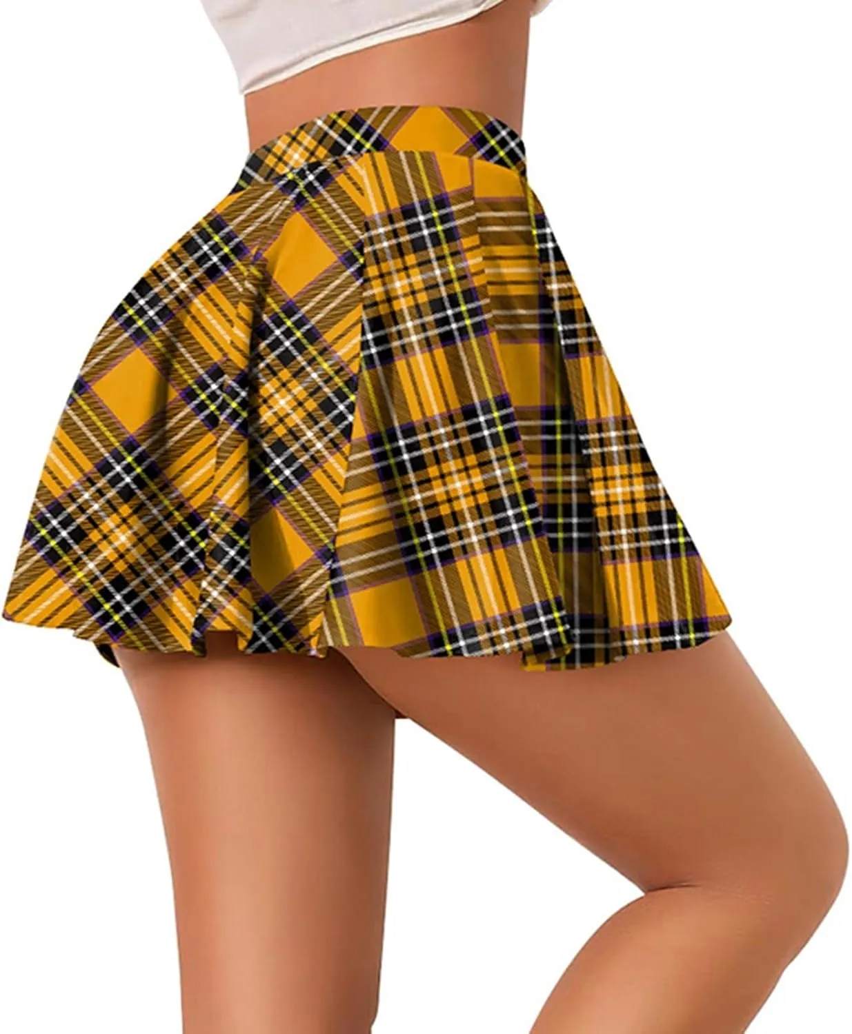 Skirts for Women Trendy Plaid Y2K High Elastic Waist Comfy Silk A-Line Summer Casual Pleated Mini Skirts