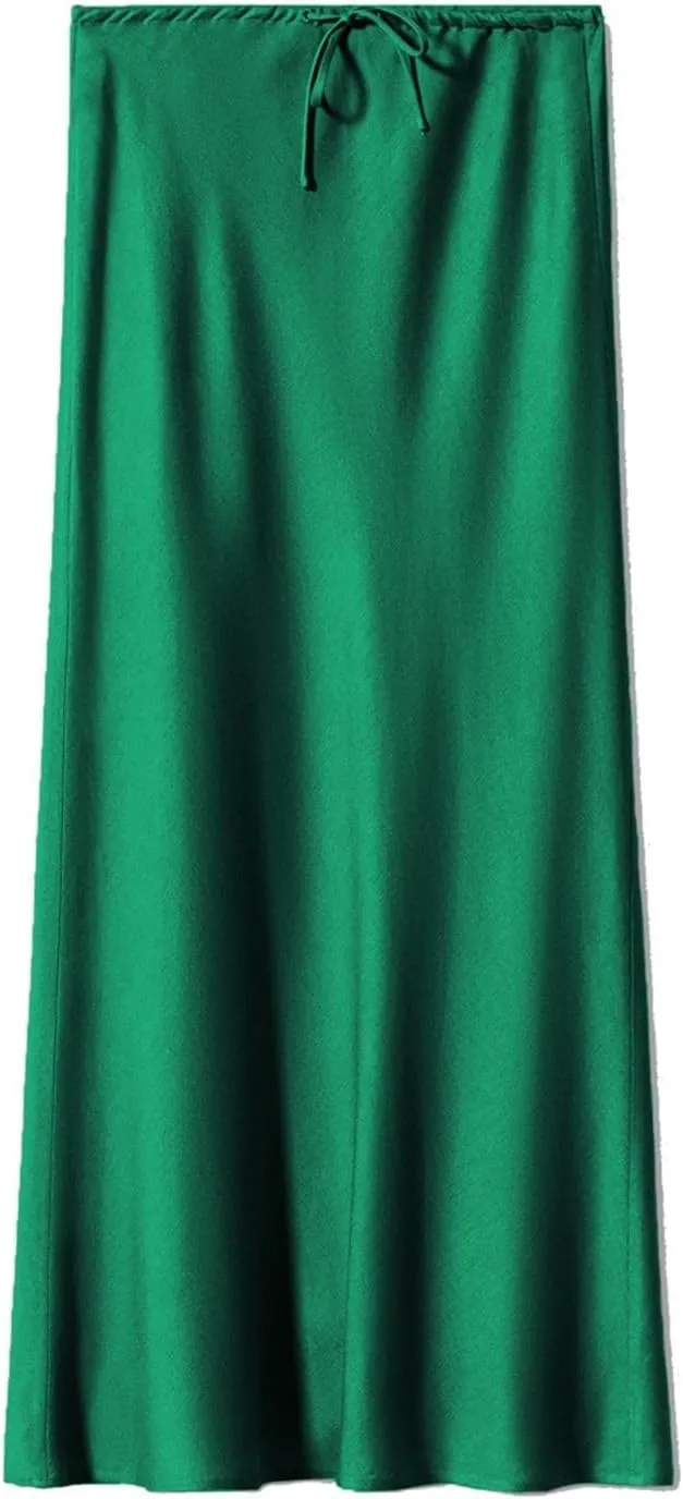 Skirts for Women Trendy Summer Drawstring Elastic Waist Business Casual Formal Long Straight Maxi Pencil Skirt Dress