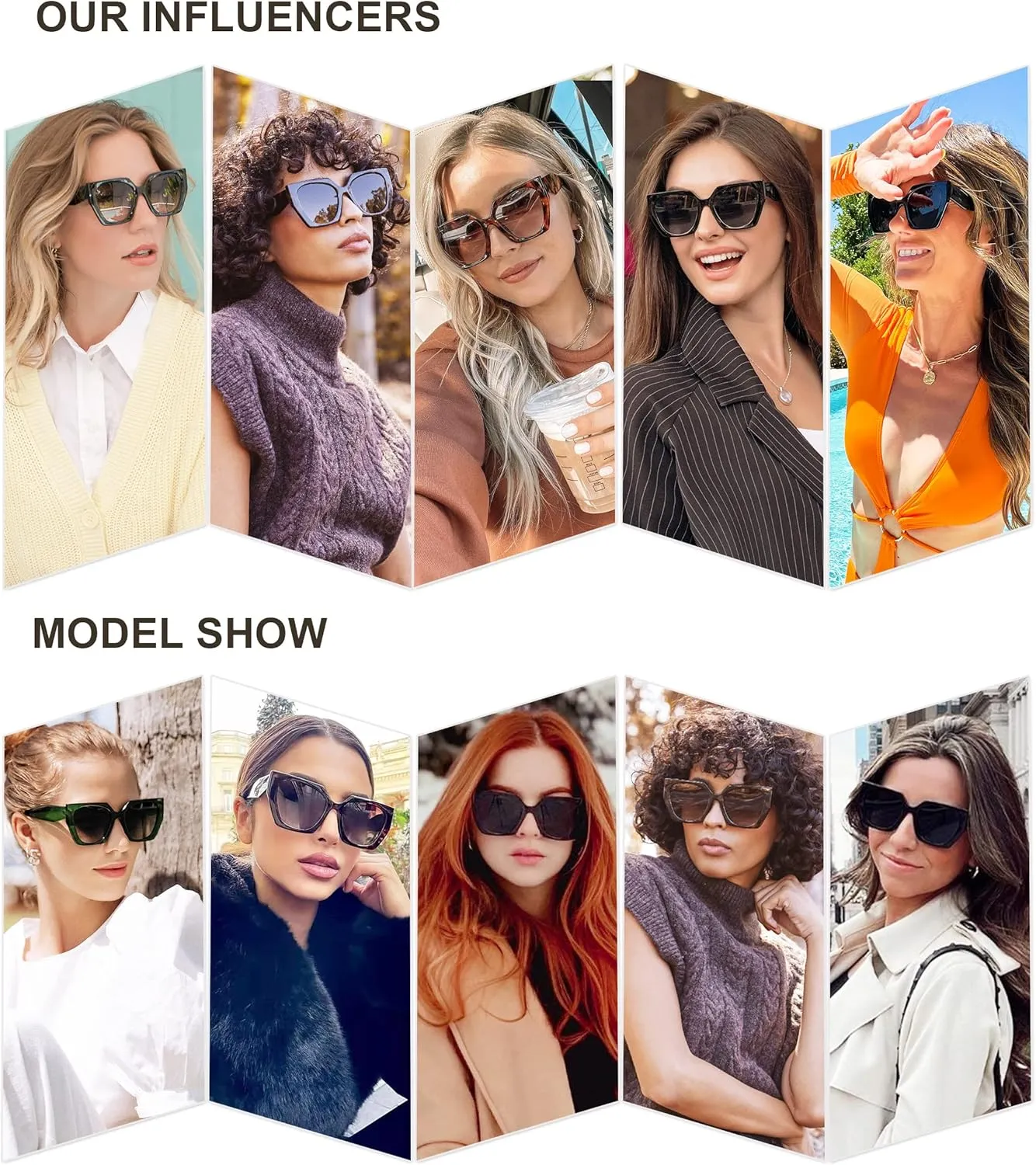 SOJOS Trendy Oversized Polarized Sunglasses Womens Big Square Cateye Sunnies, Lentes de sol para mujer SJ2205