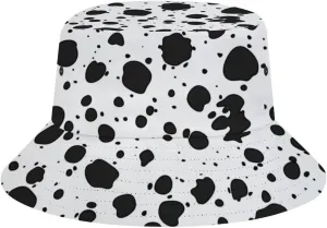 Spotted White with Black Polka Dots Dalmatian Bucket Hat Lightweight Fishing Hat Wide Brim Sun Protection Cap for Men Women