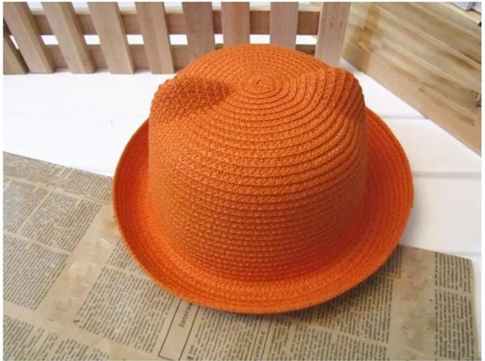 Summer Childrens Straw Visor Hat Wide Brim Floppy Beach Sun Hats UV Protection PUF 50  Travel Cap Fashion Bucket Caps Baby
