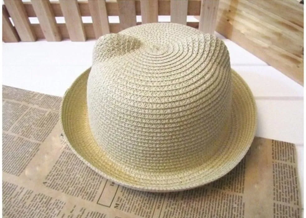 Summer Childrens Straw Visor Hat Wide Brim Floppy Beach Sun Hats UV Protection PUF 50  Travel Cap Fashion Bucket Caps Baby