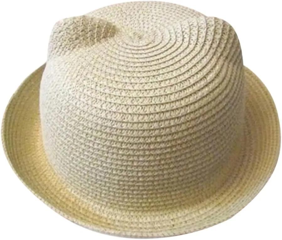 Summer Childrens Straw Visor Hat Wide Brim Floppy Beach Sun Hats UV Protection PUF 50  Travel Cap Fashion Bucket Caps Baby