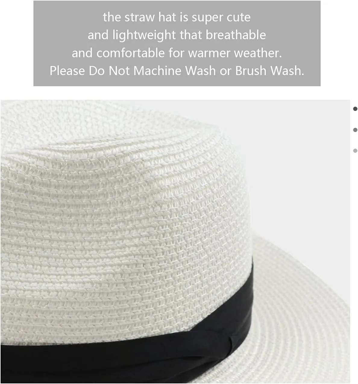 Summer Straw Fedora Hat for Women Men Travel Panama Hat with Wide Brim Roll Up Sun Hat for Beach Outdoor UPF 50 