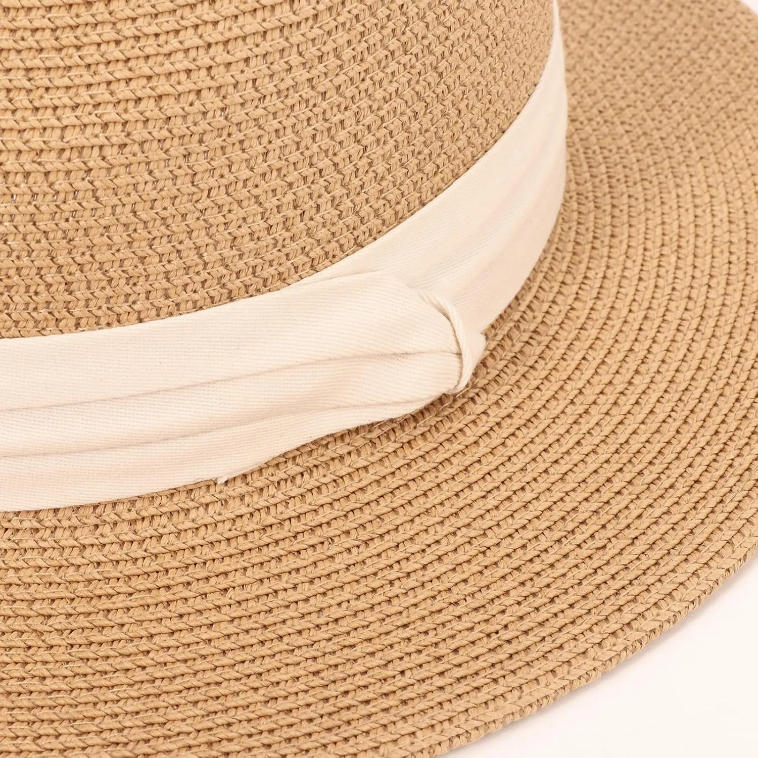 Summer Straw Fedora Hat for Women Men Travel Panama Hat with Wide Brim Roll Up Sun Hat for Beach Outdoor UPF 50 