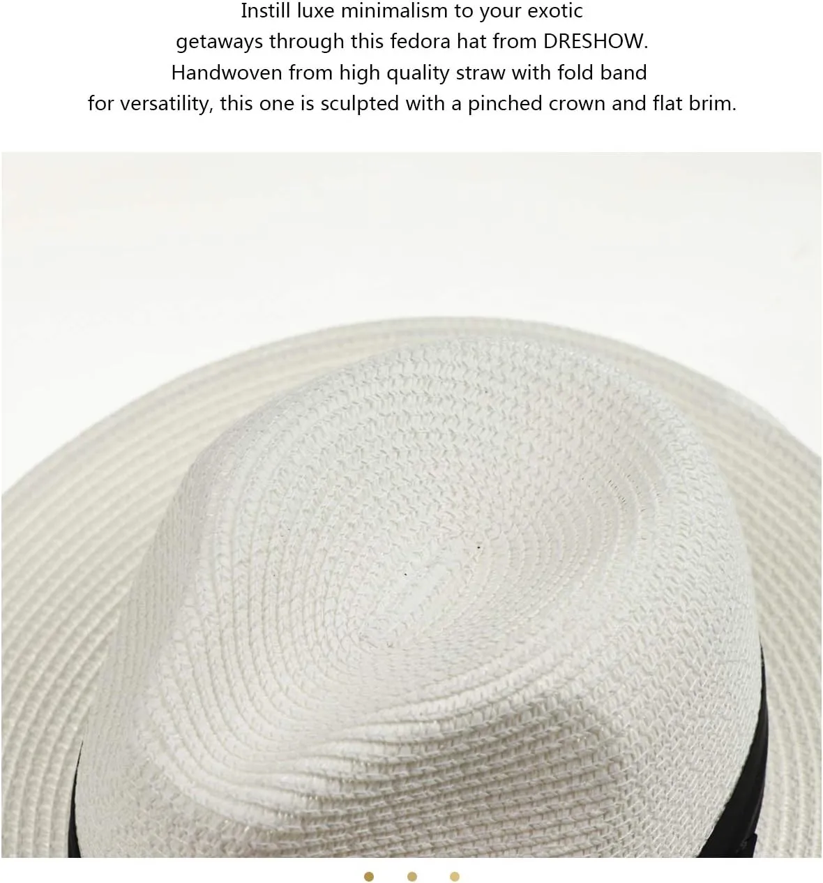 Summer Straw Fedora Hat for Women Men Travel Panama Hat with Wide Brim Roll Up Sun Hat for Beach Outdoor UPF 50 