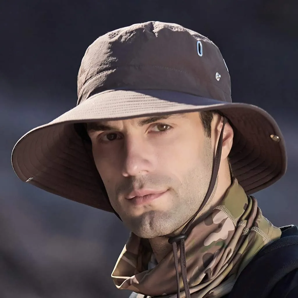 Sun Fashing Cap for Men,Brim Super Wide Brim Sun Hat for Fishing, Hiking Summer Drawstring Fisherman Beach Hats