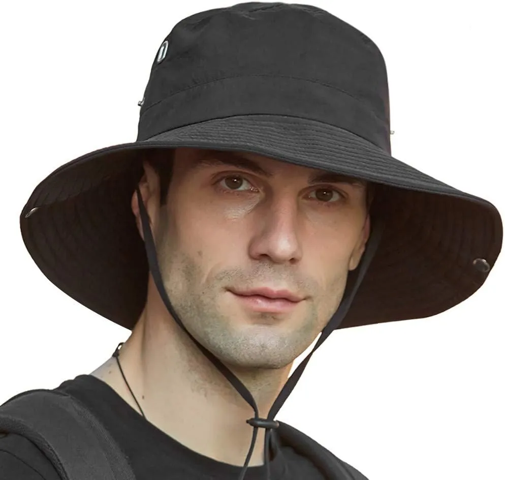 Sun Fashing Cap for Men,Brim Super Wide Brim Sun Hat for Fishing, Hiking Summer Drawstring Fisherman Beach Hats