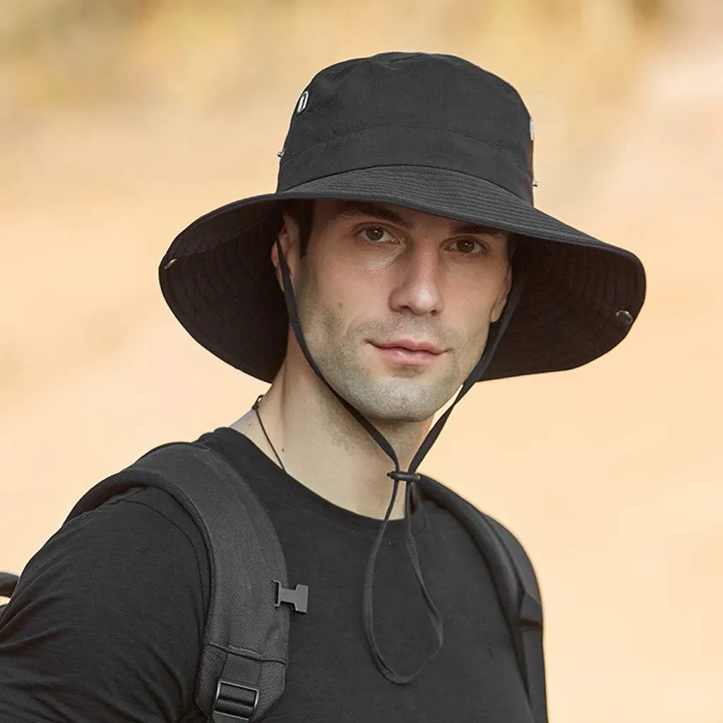 Sun Fashing Cap for Men,Brim Super Wide Brim Sun Hat for Fishing, Hiking Summer Drawstring Fisherman Beach Hats