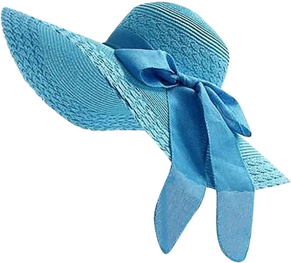 Sun Hats for Women Summer Women Straw Sun Visor Hat Wide Brim Beach Straw Panama Hat Travel Fedora Beach Sun Hats