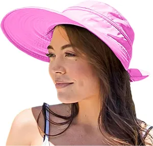Sun Hats for Women with UV Protection Wide Brim Ponytail Visor Cap Summer Beach Outdoor Foldable Hat for Travel